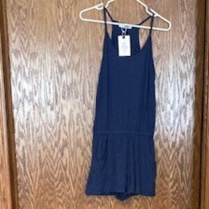 ReoRia Navy Blue Romper - Loose V-neck Spaghetti Straps - Size Med - NWT